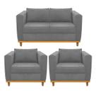 Kit Sofá 2 Lugares e 2 Poltronas Europa Suede Cinza Amarena Móveis