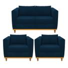 Kit Sofá 2 Lugares e 2 Poltronas Europa Suede Doce Sonho Móveis