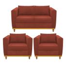 Kit Sofá 2 Lugares e 2 Poltronas Europa Suede Doce Sonho Móveis Kit Sofá 2 Lugares e 2 Poltronas Europa Suede Doce Sonho Móveis
