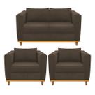 Kit Sofá 2 Lugares e 2 Poltronas Europa Suede Marrom Amarena Móveis