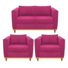 Kit Sofá 2 Lugares e 2 Poltronas Europa Suede Pink Doce Sonho Móveis