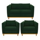 Kit Sofá 2 Lugares e 2 Poltronas Europa Suede Verde Doce Sonho Móveis