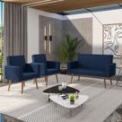 Kit Sófa 2 Lugares E 2 Poltronas Para Sala De Estar Recepção