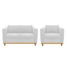 Kit Sofá 2 Lugares e Poltrona Europa Suede Branco AM Decor Kit Sofá 2 Lugares e Poltrona Europa Suede Branco AM Decor
