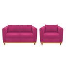 Kit Sofá 2 Lugares e Poltrona Europa Suede Pink AM Decor Kit Sofá 2 Lugares e Poltrona Europa Suede Pink AM Decor