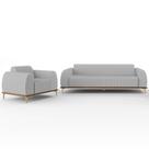 Kit Sofá 2 Lugares Sala Estar 150cm E Poltrona Molino Pés D'ouro D02 Linho Cinza D-315 - Lyam Decor Kit Sofá 2 Lugares Sala Estar 150cm E Poltrona Molino Pés D'ouro D02 Linho Cinza D-315 - Lyam Decor