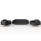 Kit Sofá 3 Lugares 180Cm Com 2 Poltronas Cinza Escuro C-416 Kit Sofá 3 Lugares 180Cm Com 2 Poltronas Cinza Escuro C-416