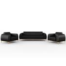 Kit Sofá 3 Lugares 180Cm Com 2 Poltronas Molino Preto B-159