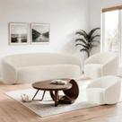 Kit Sofá 3 Lugares 180cm e 2 Poltronas Orgânico Luxo Recepção Sala de Estar e TV Amore Bouclé Bege- MABE MAGAZINE