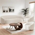 Kit Sofá 3 Lugares 180cm e 2 Poltronas Orgânico Luxo Recepção Sala de Estar e TV Amore Linho Bege- MABE MAGAZINE