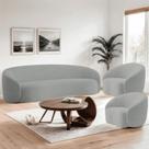 Kit Sofá 3 Lugares 200cm e 2 Poltronas Orgânico Luxo Recepção Sala de Estar e TV Amore Bouclé Cinza- MABE MAGAZINE