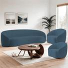 Kit Sofá 3 Lugares 200cm e 2 Poltronas Orgânico Luxo Recepção Sala de Estar e TV Amore Linho Azul Royal- MABE MAGAZINE