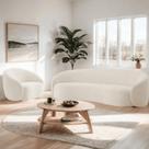 Kit Sofá 3 Lugares 200cm e Poltrona Orgânico Luxo Recepção Sala de Estar e TV Amore Bouclé Bege- MABE MAGAZINE