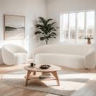 Kit Sofá 3 Lugares 200cm e Poltrona Orgânico Luxo Recepção Sala de Estar e TV Amore Linho Bege- MABE MAGAZINE