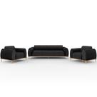 Kit Sofá 3 Lugares 210Cm Com 2 Poltronas Molino Chumbo D-465