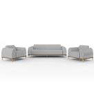 Kit Sofá 3 Lugares 210cm Com 2 Poltronas Molino Pés D'ouro D02 Linho Cinza D-315 - Lyam Decor