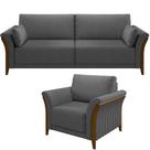 Kit Sofá 3 Lugares 222 Com Poltrona M03 Chumbo