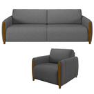 Kit Sofá 3 Lugares 223Cm Com Poltrona Flora M03 Chumbo
