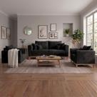 Kit Sofá 3 Lugares e 2 Poltronas Beny Recepção Sala Estar Suede Preto