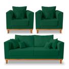 Kit Sofá 3 Lugares e 2 Poltronas Beny Viena Suede Verde