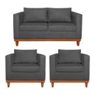 Kit Sofá 3 Lugares e 2 Poltronas Europa 180 cm Estilo Conforto e Elegância Linho - Amarena Móveis