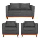 Kit Sofá 3 Lugares e 2 Poltronas Europa 180 cm Estilo Conforto e Elegância Linho Cinza Escuro - Amarena Móveis Kit Sofá 3 Lugares e 2 Poltronas Europa 180 cm Estilo Conforto e Elegância Linho Cinza Escuro - Amarena Móveis