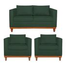Kit Sofá 3 Lugares e 2 Poltronas Europa 180 cm Estilo Conforto e Elegância Linho Verde - Amarena Móveis Kit Sofá 3 Lugares e 2 Poltronas Europa 180 cm Estilo Conforto e Elegância Linho Verde - Amarena Móveis