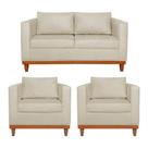 Kit Sofá 3 Lugares e 2 Poltronas Europa 180 cm Estilo Conforto e Elegância Suede Bege - Amarena Móveis Kit Sofá 3 Lugares e 2 Poltronas Europa 180 cm Estilo Conforto e Elegância Suede Bege - Amarena Móveis