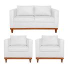 Kit Sofá 3 Lugares e 2 Poltronas Europa 180 cm Estilo Conforto e Elegância Suede Branco - Amarena Móveis