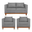Kit Sofá 3 Lugares e 2 Poltronas Europa 180 cm Estilo Conforto e Elegância Suede Cinza - Amarena Móveis Kit Sofá 3 Lugares e 2 Poltronas Europa 180 cm Estilo Conforto e Elegância Suede Cinza - Amarena Móveis