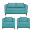 Kit Sofá 3 Lugares e 2 Poltronas Europa 180 cm Estilo Conforto e Elegância Suede - Doce Sonho Móveis