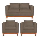 Kit Sofá 3 Lugares e 2 Poltronas Europa 180 cm Estilo Conforto e Elegância Suede Marrom - Amarena Móveis Kit Sofá 3 Lugares e 2 Poltronas Europa 180 cm Estilo Conforto e Elegância Suede Marrom - Amarena Móveis