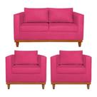 Kit Sofá 3 Lugares e 2 Poltronas Europa 180 cm Estilo Conforto e Elegância Suede Pink - Amarena Móveis Kit Sofá 3 Lugares e 2 Poltronas Europa 180 cm Estilo Conforto e Elegância Suede Pink - Amarena Móveis