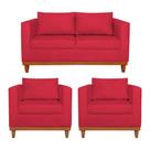 Kit Sofá 3 Lugares e 2 Poltronas Europa 180 cm Estilo Conforto e Elegância Suede Vermelho - Amarena Móveis Kit Sofá 3 Lugares e 2 Poltronas Europa 180 cm Estilo Conforto e Elegância Suede Vermelho - Amarena Móveis