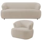 Kit Sofá 3 Lugares Para Sala 198cm Com 01 Poltrona Orgânica Florea M05 Bouclê Creme - Lyam Decor