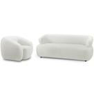 Kit Sofá 3 Lugares Para Sala 198cm Com 01 Poltrona Orgânica Florea M05 Bouclê Creme - Lyam Decor