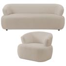 Kit Sofá 3 Lugares Para Sala 198cm Com 01 Poltrona Orgânica Florea M05 Bouclê Creme - Lyam Decor