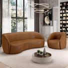Kit Sofá 4 Lugares Eron 240cm Com Poltrona Giratória Angelina M03 material sintético Whisky - Lyam Decor Kit Sofá 4 Lugares Eron 240cm Com Poltrona Giratória Angelina M03 material sintético Whisky - Lyam Decor