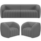 Kit Sofá 4 Lugares Para Sala 252cm com 02 Poltronas Lazio M03 Veludo Cinza - Lyam Decor Kit Sofá 4 Lugares Para Sala 252cm com 02 Poltronas Lazio M03 Veludo Cinza - Lyam Decor