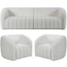 Kit Sofá 4 Lugares Para Sala 292cm Com 02 Poltronas Lazio M03 Bouclê Branco - Lyam Decor