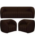 Kit Sofá 4 Lugares Para Sala 292cm Com 02 Poltronas Lazio M03 Corano Marrom - Lyam Decor