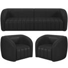 Kit Sofá 4 Lugares Para Sala 292cm com 02 Poltronas Lazio M03 Corano Preto - Lyam Decor