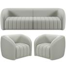 Kit Sofá 5 Lugares Para Sala 332cm Com 02 Poltronas Lazio M03 Veludo Creme - Lyam Decor