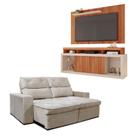 Kit Sofá Cheer Solar 3 Lugares Com Rack Painel New Oscar Freijo/off White/bege Kit Sofá Cheer Solar 3 Lugares Com Rack Painel New Oscar Freijo/off White/bege