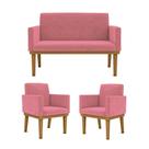 Kit Sofá Com Base Reforçada + 2 Poltronas Sala De Estar Cor:rosa