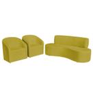Kit Sofá Curvo Amsterdã 160cm e 2 Poltronas Luiza Max Suede