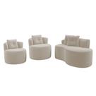 Kit Sofá e 02 Poltronas Orgânicas Living Bob com Almofadas Bouclê Bege - Abmaza