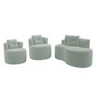 Kit Sofá e 02 Poltronas Orgânicas Living Bob com Almofadas Bouclê Verde Menta - Abmaza