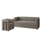 Kit Sofá e Poltrona na Caixa Modular Dubai Para a Sala Cor:Bege