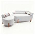 Kit Sofá e Poltrona Orgânica Elegante Moderno Para Sala Estúdio Remi Linho Trento Kit Sofá e Poltrona Orgânica Elegante Moderno Para Sala Estúdio Remi Linho Trento